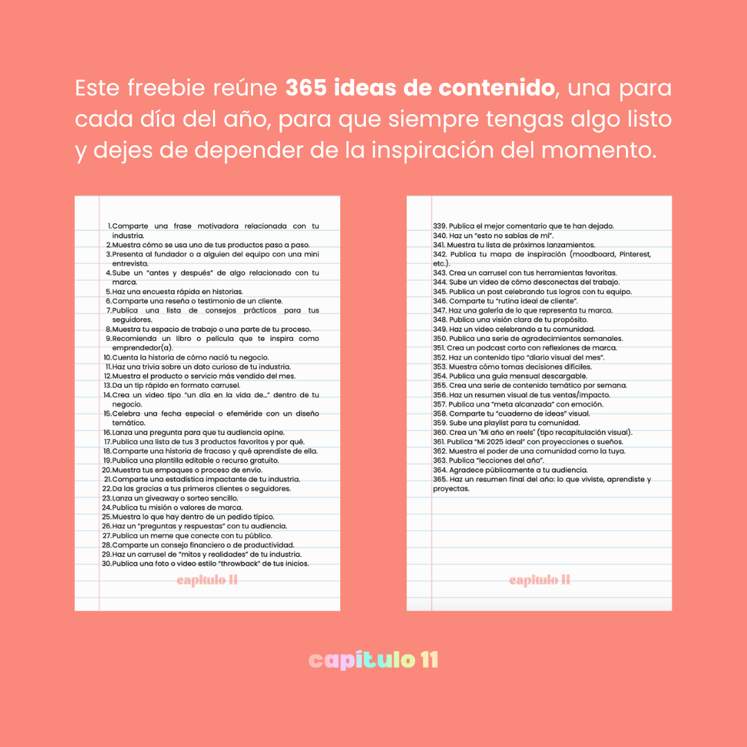 FREEBIE: 365 IDEAS DE CONTENIDO PARA CADA DÍA DEL AÑO